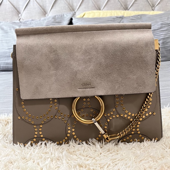 New Authentic CHLOE Faye' Studded Calfskin Shoulder Bag - Picture 1 of 12